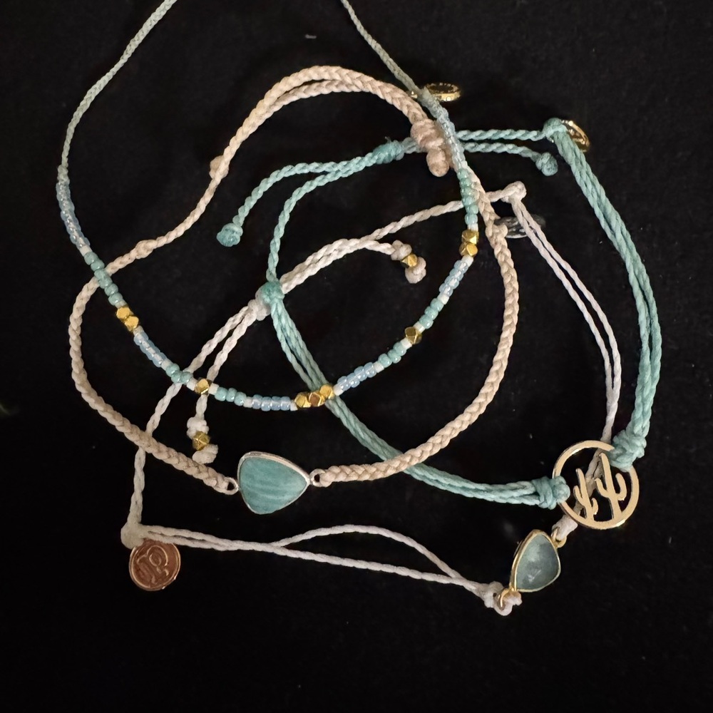 NWOT Pura Vida Aqua and Gold Charm Bracelet Set